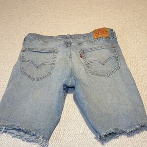 Levi's 412 Sky Blue Frayed Denim Shorts.  Size 34